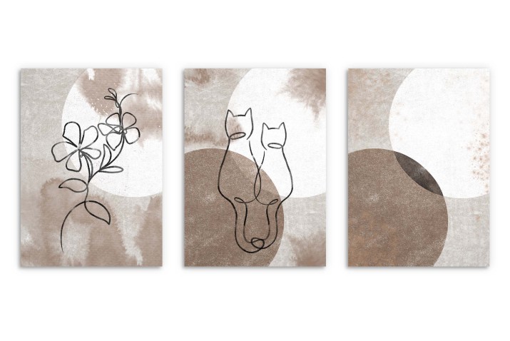 Abstrakcyjne, geometryczne plakaty Kwiaty, koty i koła KP387 - zdjęcie 4
