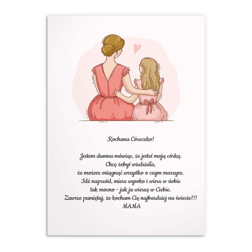 Plakat dla córki od mamy - Rysowana grafika z serduszkiem 80019 - zdjęcie 4