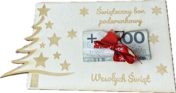 Świąteczny bon podarunkowy, pomysł na prezent, motyw Choinka z gwiazdkami Naklejkomania - zdjecie 1