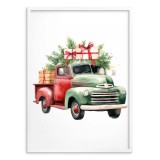 Świąteczny plakat Ciężarówka z choinkami i prezentami 61676 Naklejkomania - zdjecie 2 - miniatura