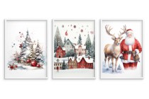 WYPRZEDAŻ 50X70 Zestaw trzech świątecznych plakatów Mikołaj i zimowe widoki KP380 Naklejkomania - zdjecie 3 - miniatura