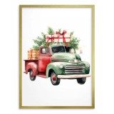 Świąteczny plakat Ciężarówka z choinkami i prezentami 61676 Naklejkomania - zdjecie 3 - miniatura