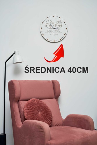 Grawerowany zegar z białej płyty HDF dla dziadków z cytatem i sercami 25508 - zdjęcie 4