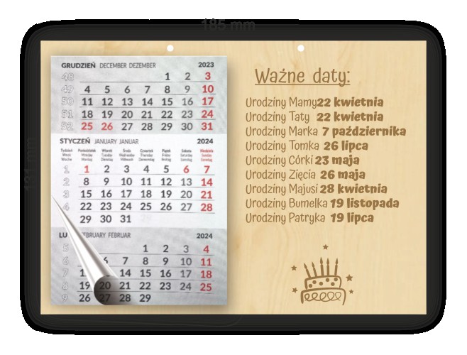 Personalizowany, grawerowany kalendarz dla babci i dziadka Daty do zapamiętania 81225 Naklejkomania - zdjecie 1