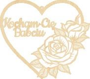 Drewniana zawieszka w kształcie serca z różą dla babci - tabliczka z konturów 81212 Naklejkomania - zdjecie 1 - miniatura