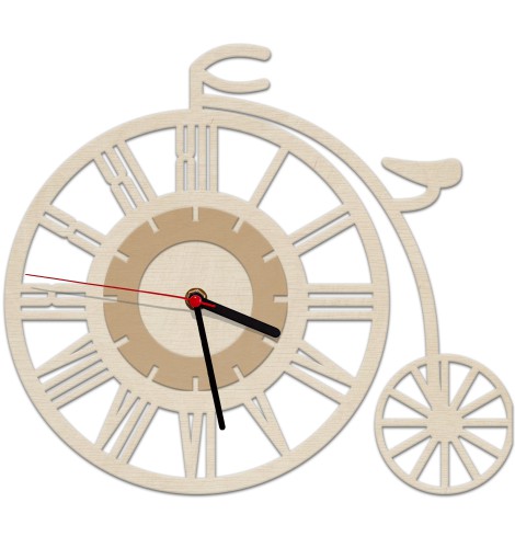 Nowoczesny zegar ścienny z rzymskimi cyframi Rower retro 25503