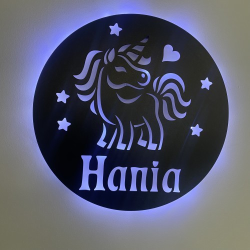 Lampka z oświetleniem LED Unicorn z imieniem dziecka 69101 - zdjęcie 3
