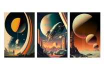 Tryptyk Science Fiction - obce planety 32711 Naklejkomania - zdjecie 1 - miniatura