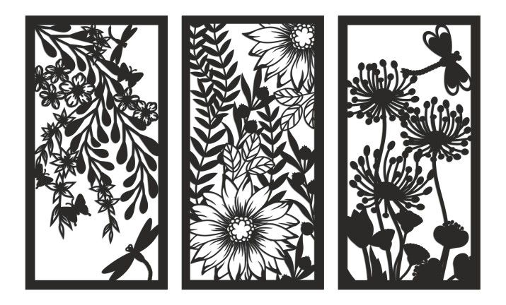 Obraz ażurowy Kwiaty i ważki 66801 Naklejkomania - zdjecie 1
