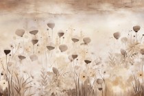 Fototapeta Malowane płatki maków i inne kwiaty, z brązowym wykończeniem 21278 Naklejkomania - zdjecie 2 - miniatura
