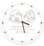 Grawerowany zegar z białej płyty HDF dla dziadków z cytatem i sercami 25508 Naklejkomania - zdjecie 1 - miniatura
