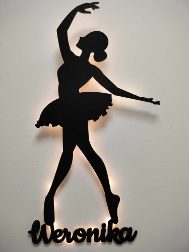 Lampka z oświetleniem LED Czarna baletnica z imieniem dziecka 81013 - zdjęcie 4