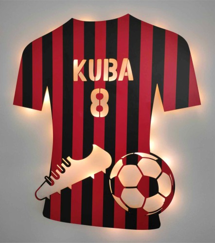 Lampka z oświetleniem LED Kolorowa sportowa koszulka z imieniem dziecka i kolorami klubu 81010 - zdjęcie 5