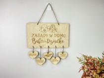 Drewniana tabliczka Zasady w domu babci i dziadka 65609 Naklejkomania - zdjecie 2 - miniatura