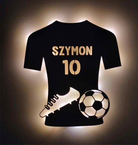 Lampka z oświetleniem LED Czarna sportowa koszulka z imieniem dziecka 81110 - zdjęcie 3