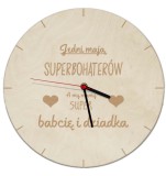 Grawerowany zegar ze sklejki Dziadkowie to superbohaterowie - sentencja o miłości, dla babci i dziadka 25514 Naklejkomania - zdjecie 1 - miniatura