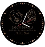 Grawerowany zegar z czarnej płyty HDF dla dziadków - Chwile z babcią i dziadkiem 25507 Naklejkomania - zdjecie 1 - miniatura