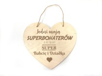 Drewniana zawieszka w kształcie serca dla dziadków - superbohaterowie babcia i dziadek 66416 Naklejkomania - zdjecie 1 - miniatura
