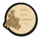 Okrągła, drewniana zawieszka dla najlepszej babci z przestrzenną różą i personalizowanym podpisem 81214 Naklejkomania - zdjecie 1 - miniatura