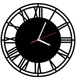 Czarny, minimalistyczny zegar ścienny z czarnego szkła akrylowego z cyframi rzymskimi 25504 Naklejkomania - zdjecie 1 - miniatura