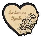 Drewniana zawieszka w kształcie serca z grawerowaną różą Kocham Cię dziadku 81211 Naklejkomania - zdjecie 1 - miniatura