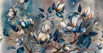 Fototapeta Niebieskie kwiaty rysowane pastelami 32700 Naklejkomania - zdjecie 2 - miniatura