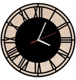 Zegar ścienny ze sklejki i czarnego szkła akrylowego z cyframi rzymskimi 25501 Naklejkomania - zdjecie 1 - miniatura