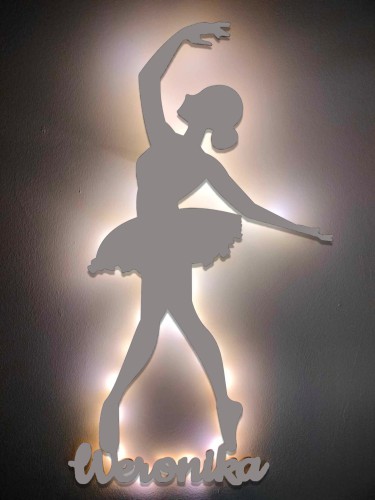 Lampka z oświetleniem LED Szara baletnica z imieniem dziecka 81033 - zdjęcie 2