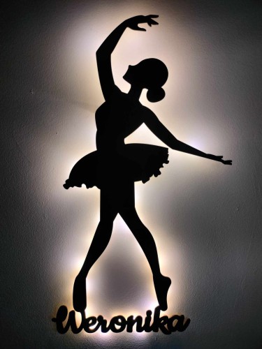 Lampka z oświetleniem LED Czarna baletnica z imieniem dziecka 81013 - zdjęcie 3
