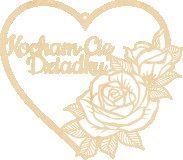 Drewniana zawieszka w kształcie serca z grawerowaną różą dla dziadka - tabliczka z konturów 81213 Naklejkomania - zdjecie 1 - miniatura
