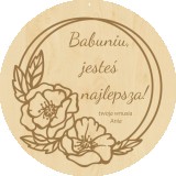 Okrągła, grawerowana zawieszka dla babci z motywem florystycznym i personalizowanym podpisem 81216 Naklejkomania - zdjecie 1 - miniatura