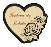 Drewniana zawieszka w kształcie serca z grawerowaną różą Kocham Cię babciu 81210 Naklejkomania - zdjecie 1 - miniatura
