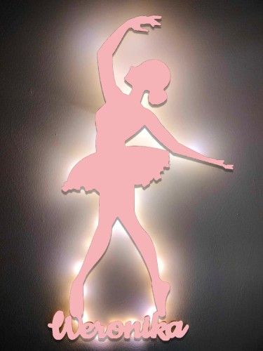 Lampka z oświetleniem LED Różowa baletnica z imieniem dziecka 81023 - zdjęcie 2