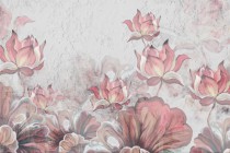 Fototapeta Różowe kwiaty na białej, abstrakcyjnej strukturze 32685 Naklejkomania - zdjecie 2 - miniatura