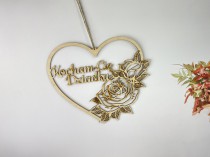 Drewniana zawieszka w kształcie serca z grawerowaną różą dla dziadka - tabliczka z konturów 81213 Naklejkomania - zdjecie 3 - miniatura