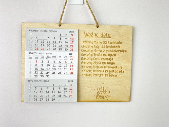 Personalizowany, grawerowany kalendarz dla babci i dziadka Daty do zapamiętania 81225 - zdjęcie 3
