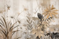 Fototapeta Kremowa łąka - białe, brązowe i szare kwiaty 32698 Naklejkomania - zdjecie 2 - miniatura