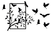 Nastrojowy obraz ażurowy Ptaki odlatujące z gałęzi 26011 Naklejkomania - zdjecie 1 - miniatura