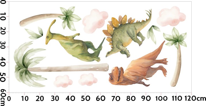 Naklejki dla dzieci na ścianę Dinozaury w chmurach 22077 - zdjęcie 2