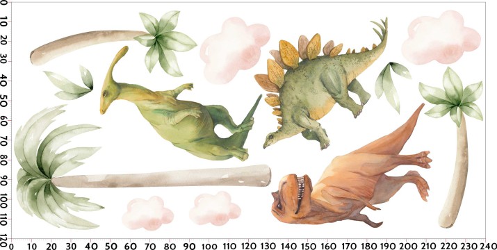 Naklejki dla dzieci na ścianę Dinozaury w chmurach 22077 - zdjęcie 3