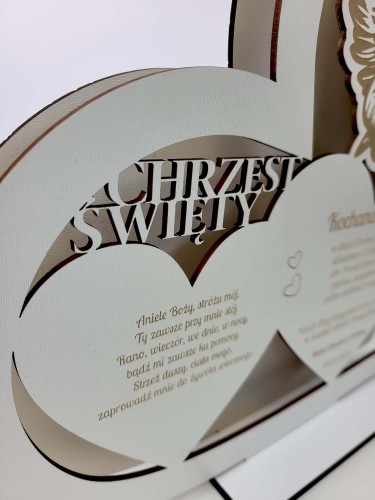 Biała statuetka - serce, pamiątka Chrztu Świętego, prezent dla dziecka 26030 - zdjęcie 3