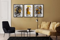 Plakaty na ścianę - akwarelowa kompozycja w odcieniach żółtego i szarości 23200 Naklejkomania - zdjecie 2 - miniatura