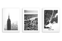New York - architektura i plan miasta, trzy czarnobiałe, loftowe plakaty 23213 Naklejkomania - zdjecie 5 - miniatura
