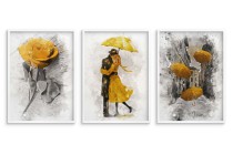 Trzy plakaty na ścianę - zakochana para, parasole i róża w akwareli 23201 Naklejkomania - zdjecie 4 - miniatura