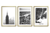 New York - architektura i plan miasta, trzy czarnobiałe, loftowe plakaty 23213 Naklejkomania - zdjecie 4 - miniatura