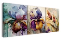 Kolorowy, żywiołowy tryptyk Malowana abstrakcja kwiatowa 20780 Naklejkomania - zdjecie 3 - miniatura