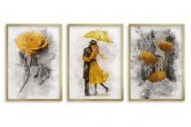Trzy plakaty na ścianę - zakochana para, parasole i róża w akwareli 23201 Naklejkomania - zdjecie 3 - miniatura
