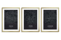 Trzy graficzne plakaty Plany zabytkowych miast - Paryż, Rzym, Londyn 23214 Naklejkomania - zdjecie 4 - miniatura