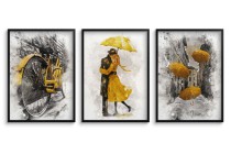 Plakaty na ścianę - akwarelowa kompozycja w odcieniach żółtego i szarości 23200 Naklejkomania - zdjecie 1 - miniatura