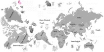 Naklejka ścienna - mapa świata szara 41370 Naklejkomania - zdjecie 2 - miniatura